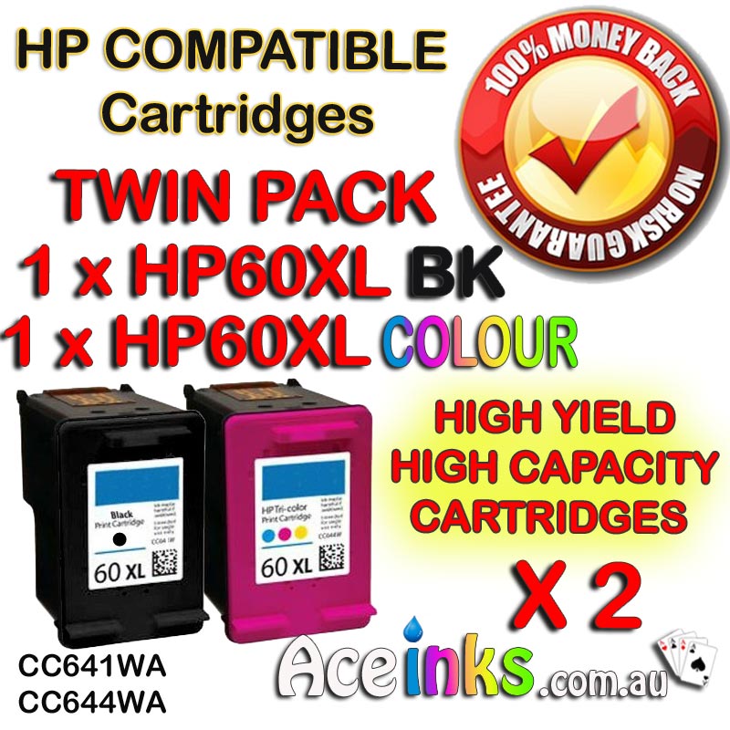 Twin Pack Combo Compatible HP60XL BK HP60XL Colour